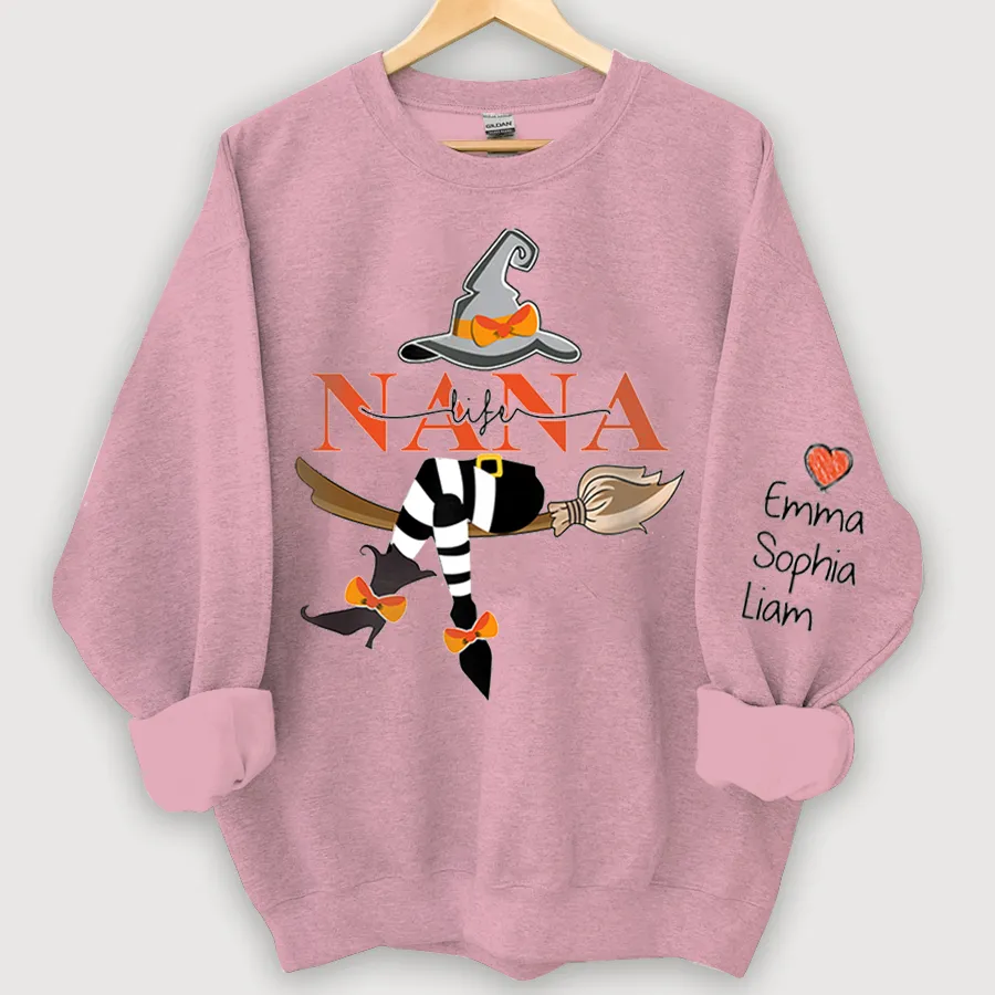 Customized Nana Life Witch Halloween Sweatshirt, Halloween Sweatshirt, Fall weatshirt