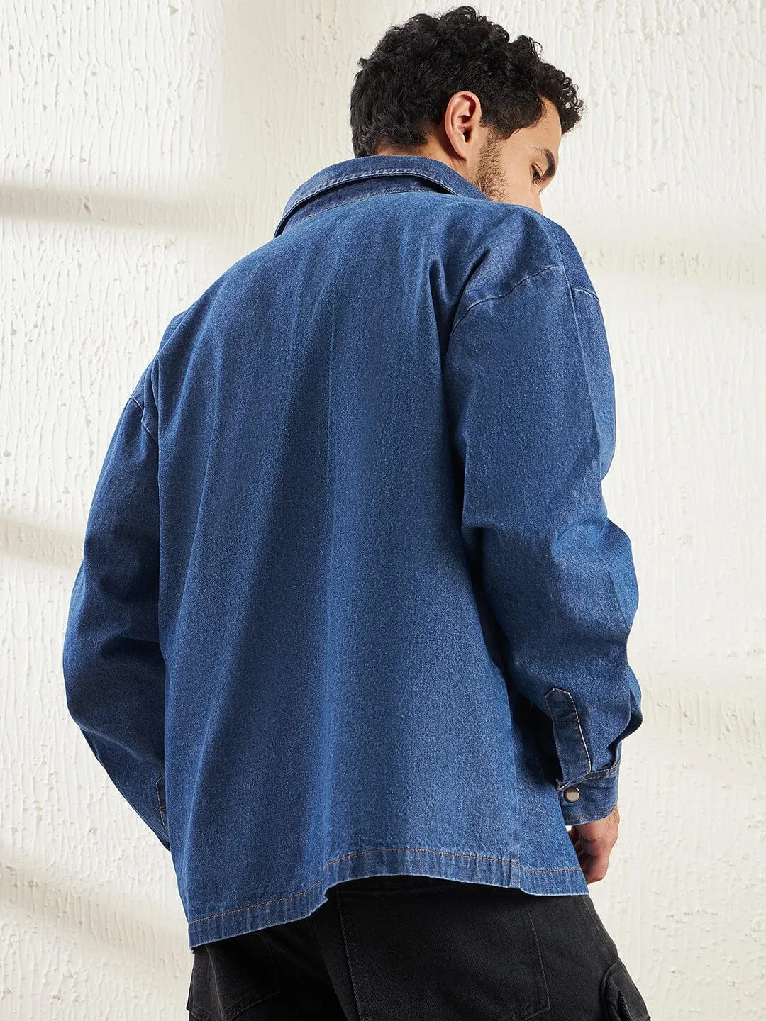 Dark Denim OverShirt With Contrast Pocket