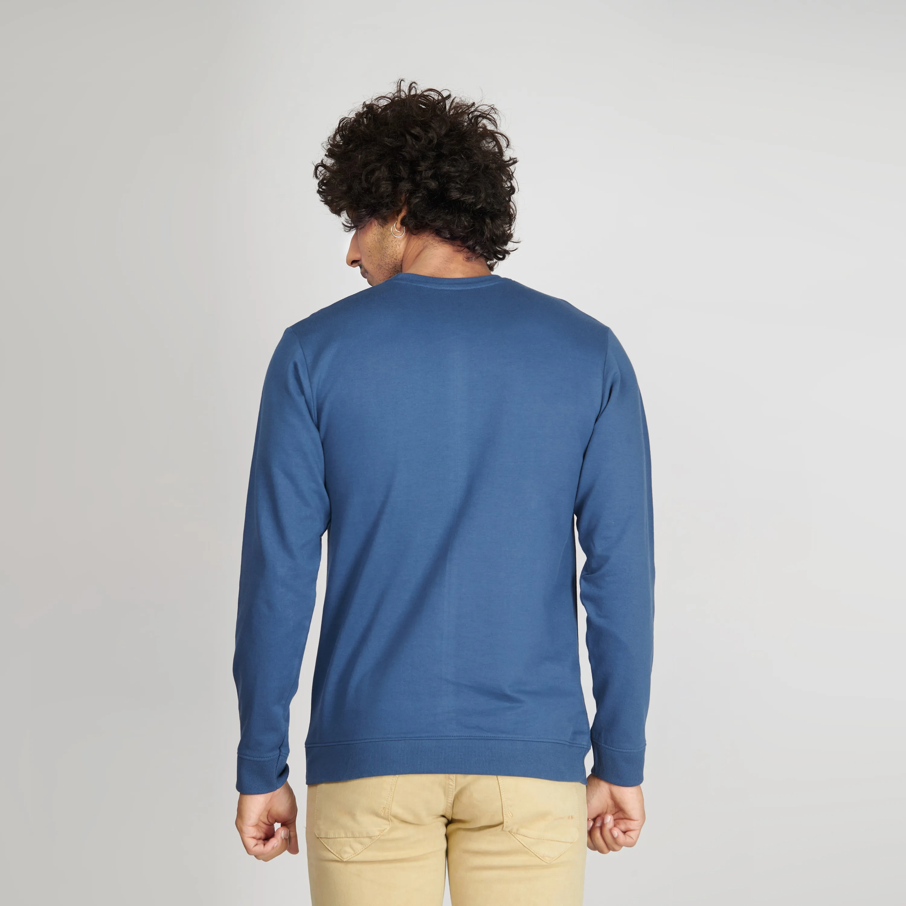 Denim Blue Crew Neck Sweatshirt