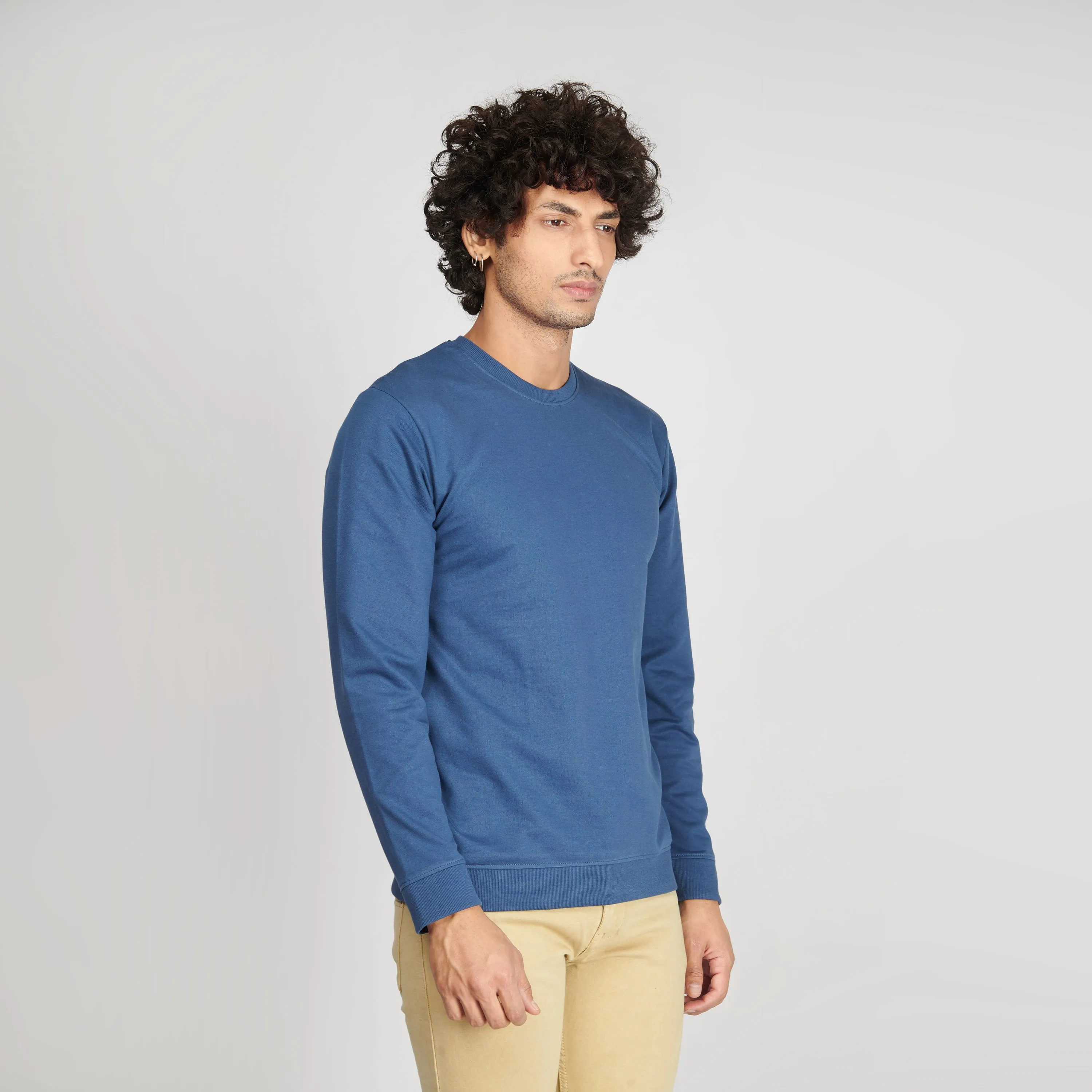 Denim Blue Crew Neck Sweatshirt