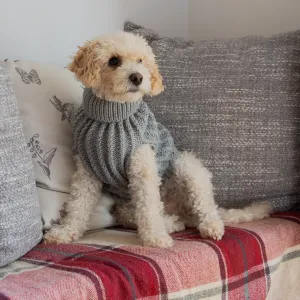 Dog Luxury Knitted Fitted Jumper in Grey – S/M/L