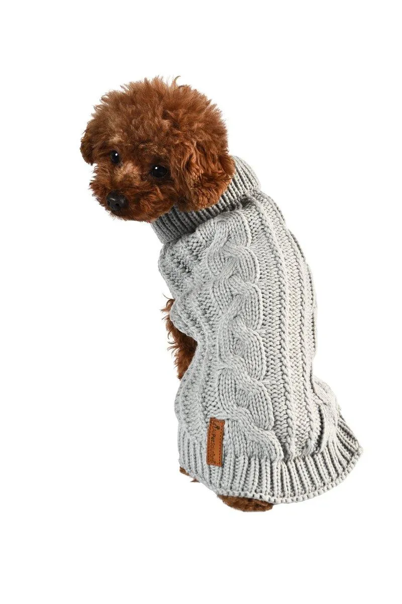 Dog Luxury Knitted Fitted Jumper in Grey – S/M/L