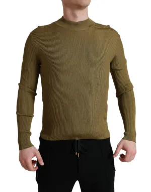 Dolce & Gabbana Army Green Viscose Crewneck Pullover Sweater