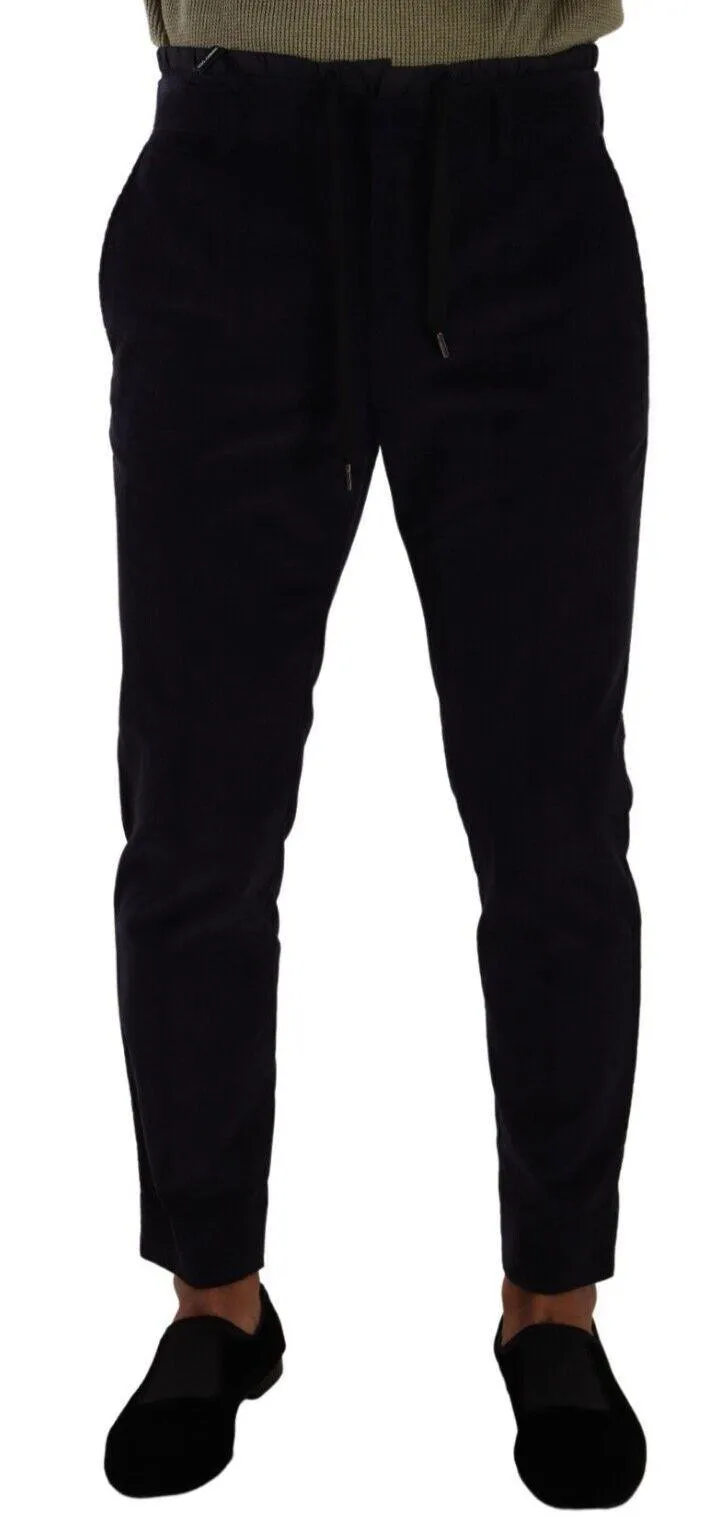 Dolce & Gabbana Blue Cotton Skinny Corduroy Trouser Pants