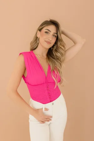 Dorothy Sleeveless Deep V-Neck Top Pink