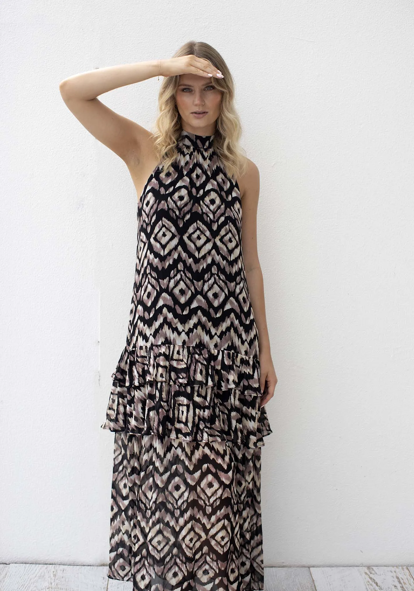 Expedition Tribal Halter Maxi Dress