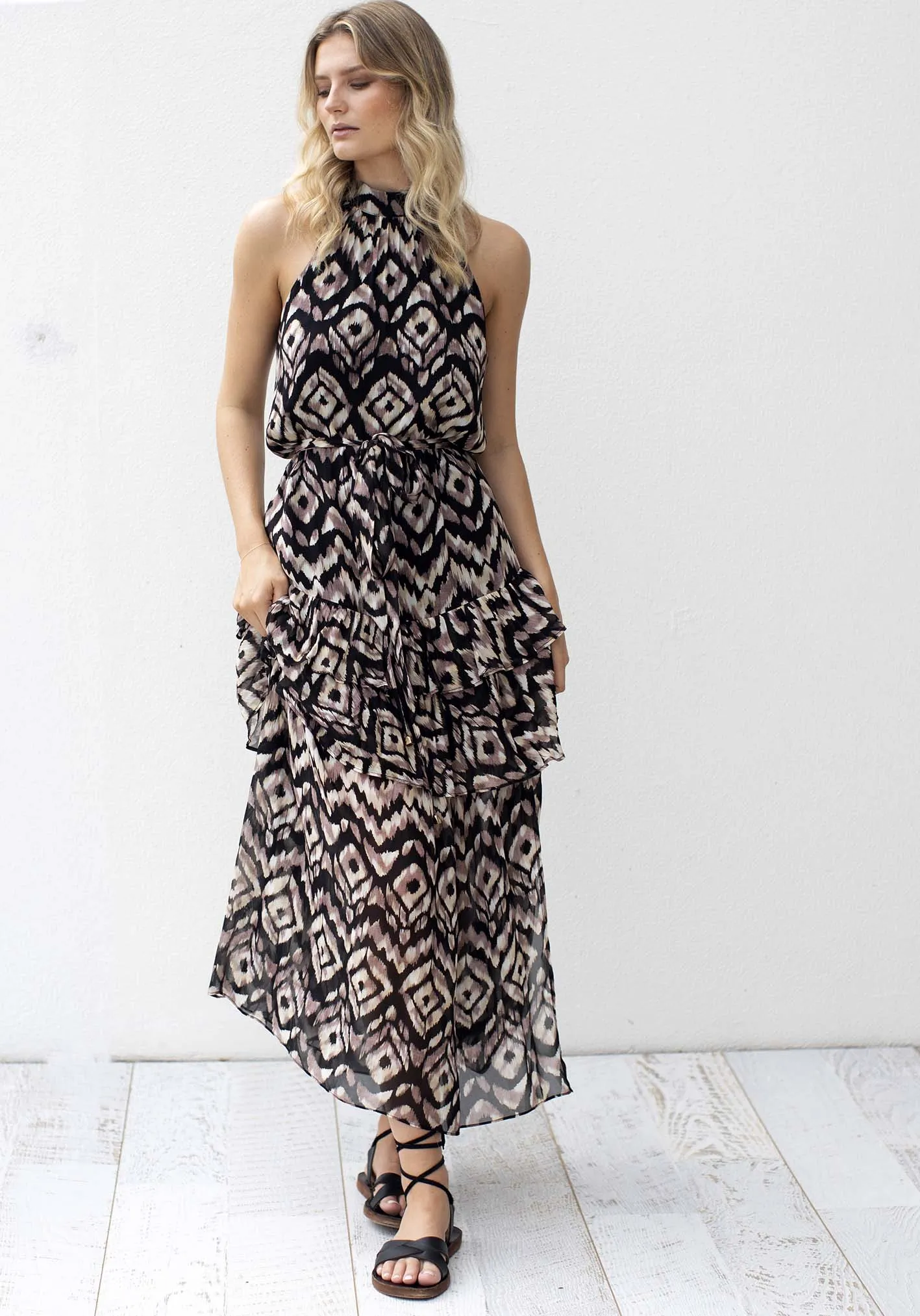 Expedition Tribal Halter Maxi Dress