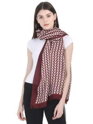 FabSeasons Arrow Printed Maroon Cotton Scarves for Winter and Summer