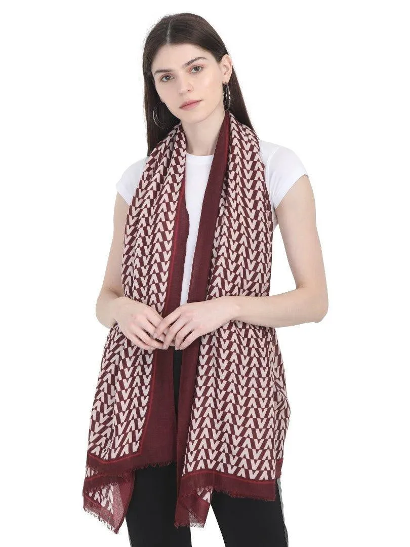 FabSeasons Arrow Printed Maroon Cotton Scarves for Winter and Summer