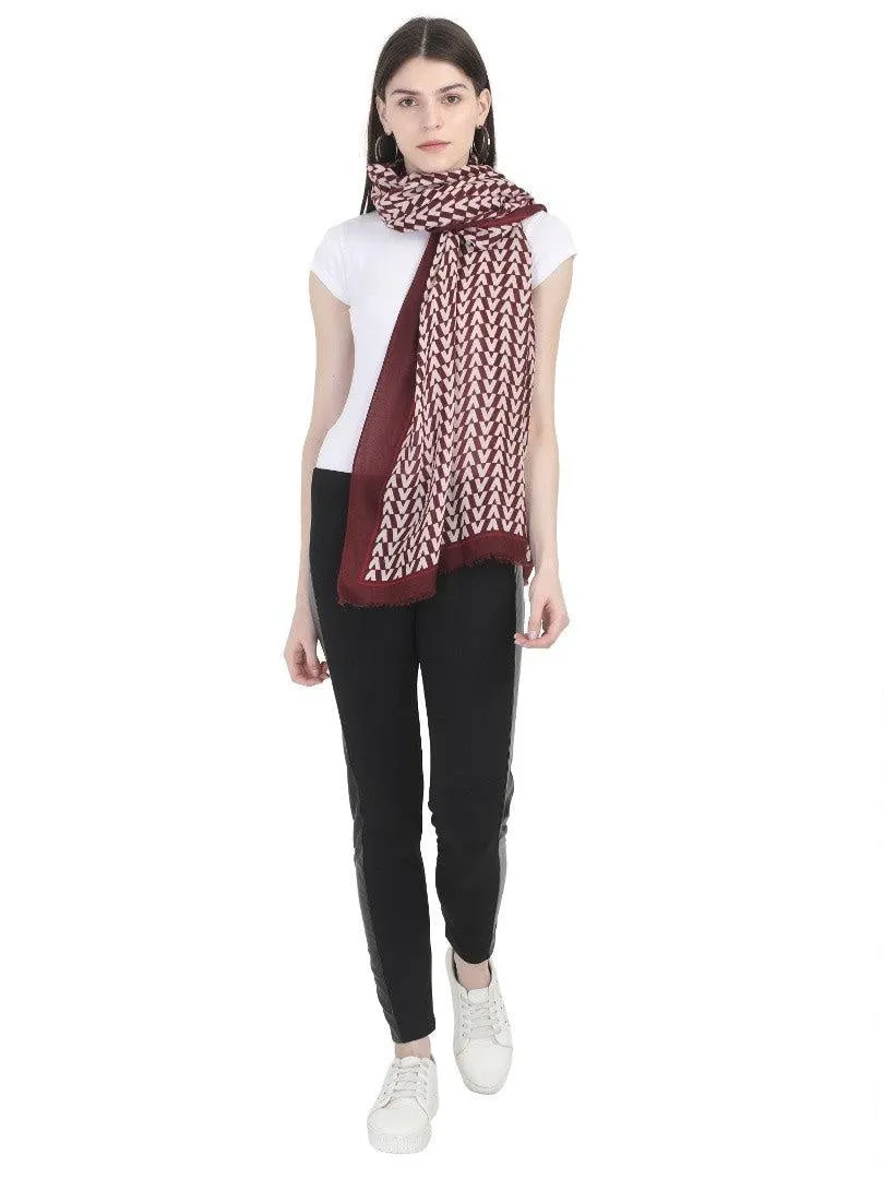 FabSeasons Arrow Printed Maroon Cotton Scarves for Winter and Summer