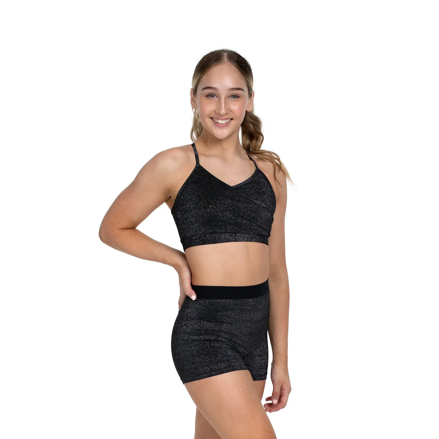 Gabby: Elastic Waist Sparkle Short with Lurex