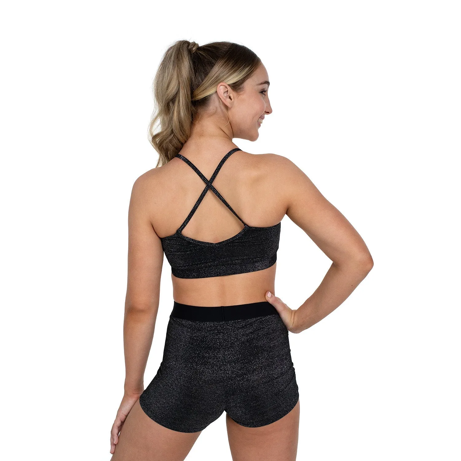 Gabby: Elastic Waist Sparkle Short with Lurex