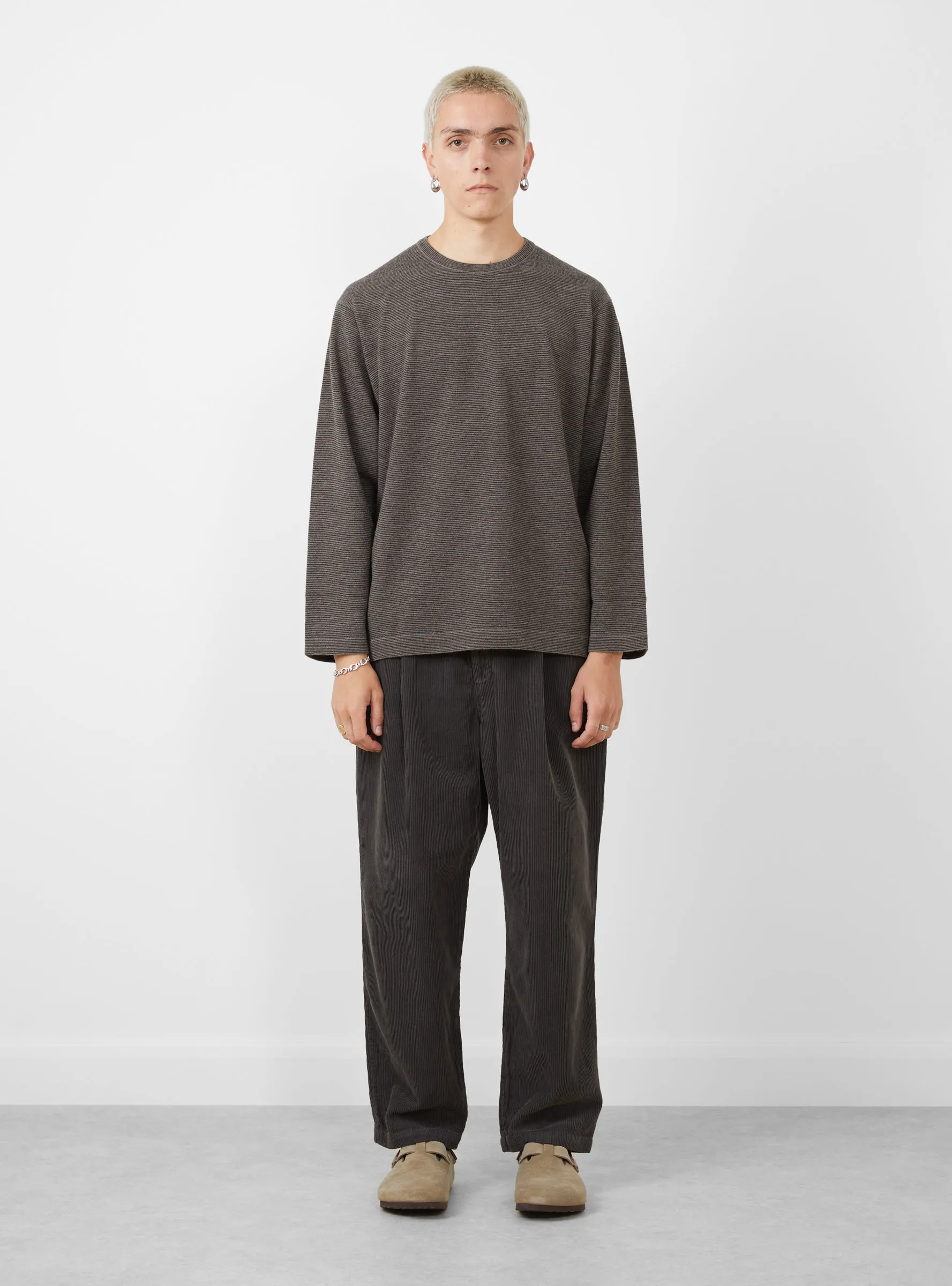 Garment-Dye Corduroy Pants Brown Charcoal