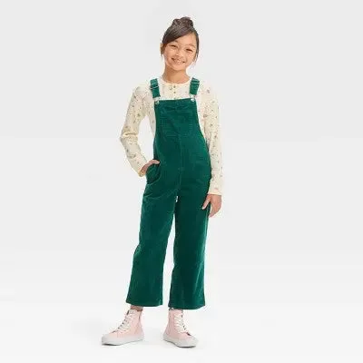 Girls' Corduroy Wide Leg Overalls - Cat & Jack Forest Green M