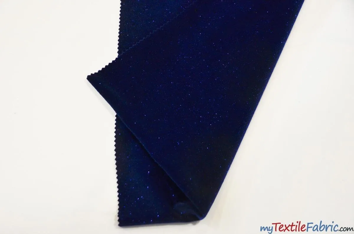 Glitter Stretch Velvet | Sparkling Glitter on Plush Spandex Velvet | 60" Wide | Multiple Colors |