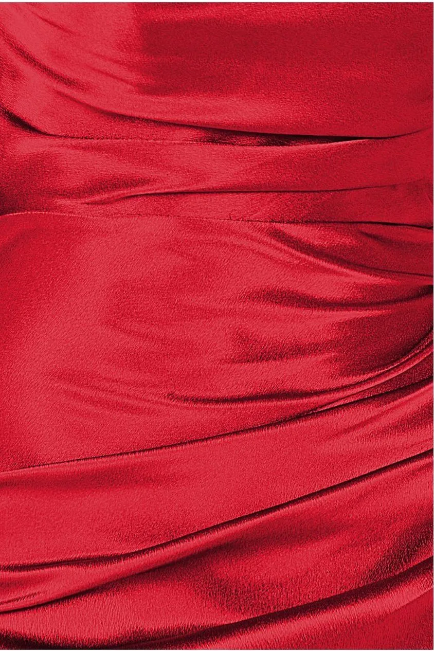 Goddiva Satin Bandeau Maxi Dress - Red