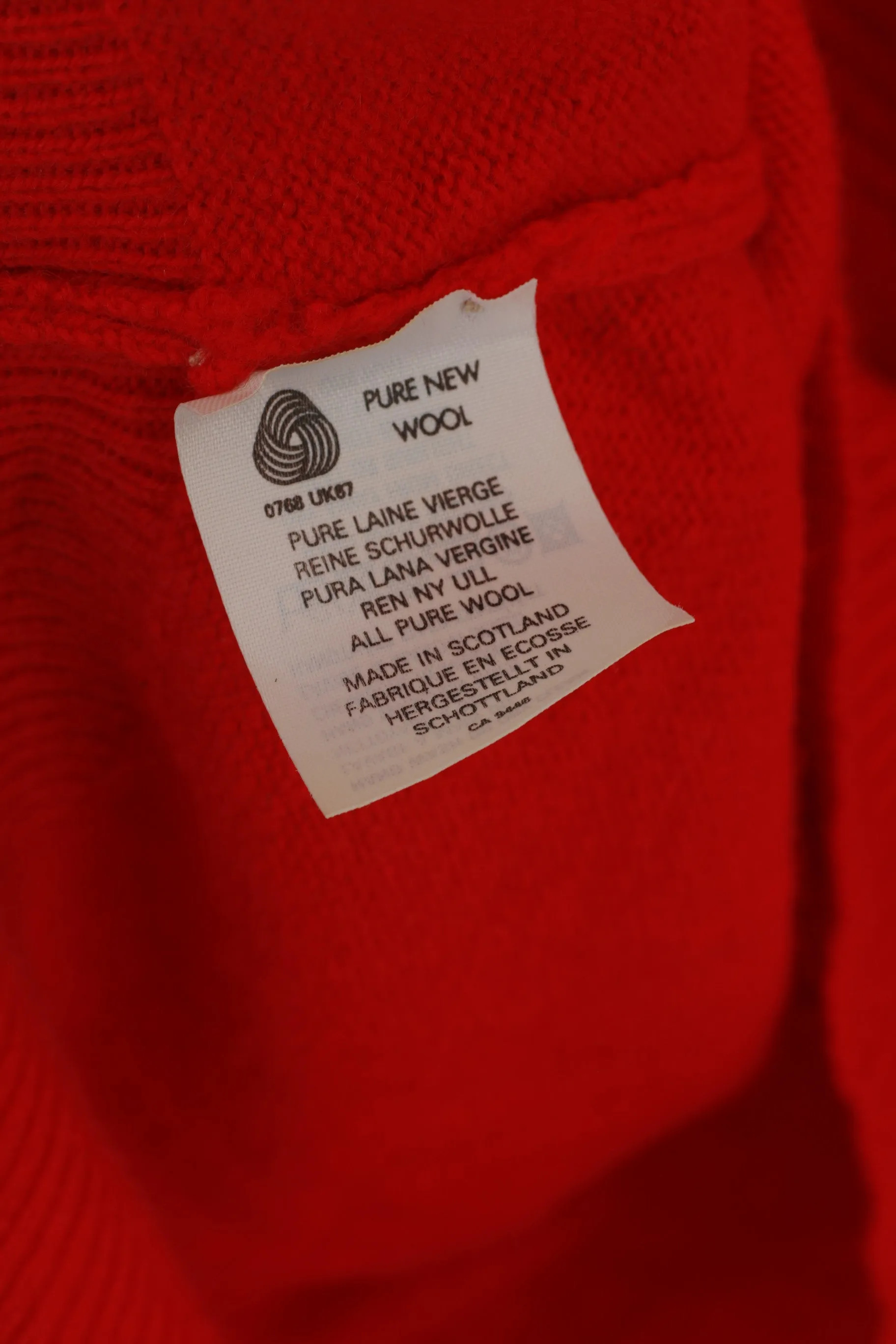 Golden Bear Jack Nicklaus Men 42 L Jumper Red Pure Wool V Neck Vintage Sweater