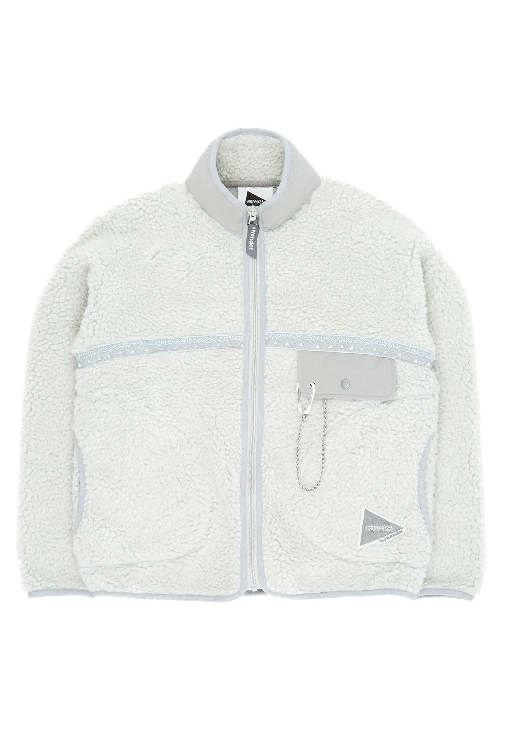 Gramicci x And Wander Women's JQ Tape Fleece Jacket - Light Gray