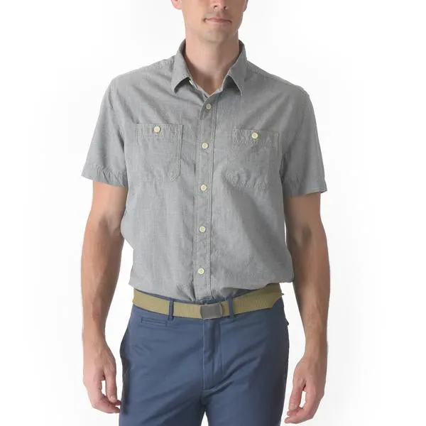 Gray Dobby Work Short Sleeve Shirt