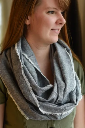 Gray Linen Infinity Scarf