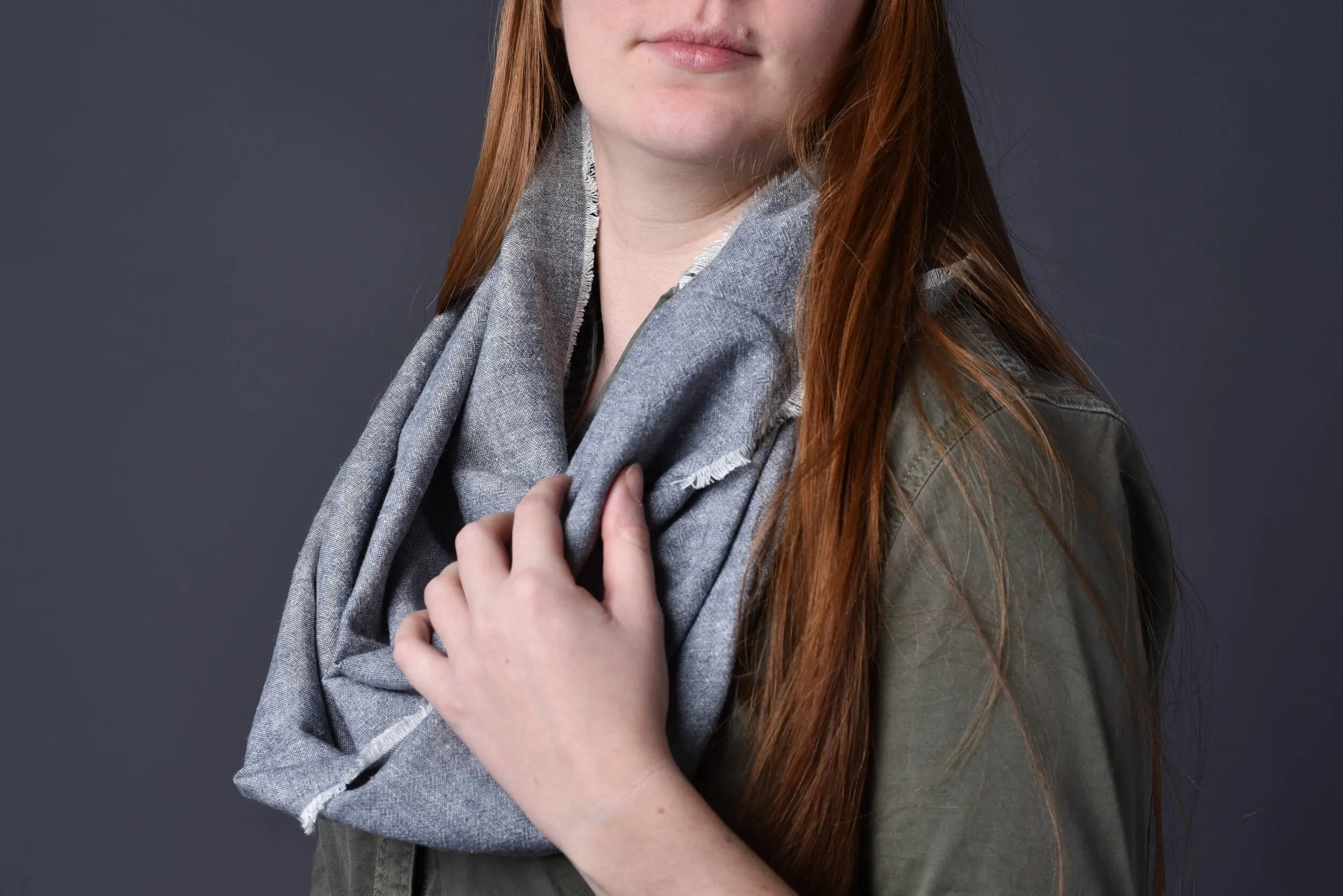 Gray Linen Infinity Scarf