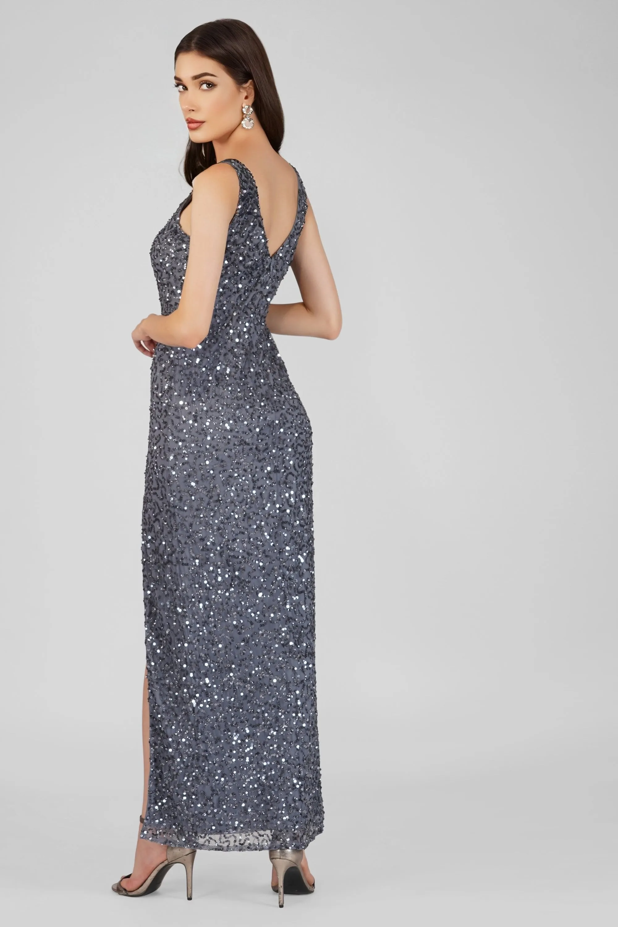 Greyson Grey Sequin Maxi Dress