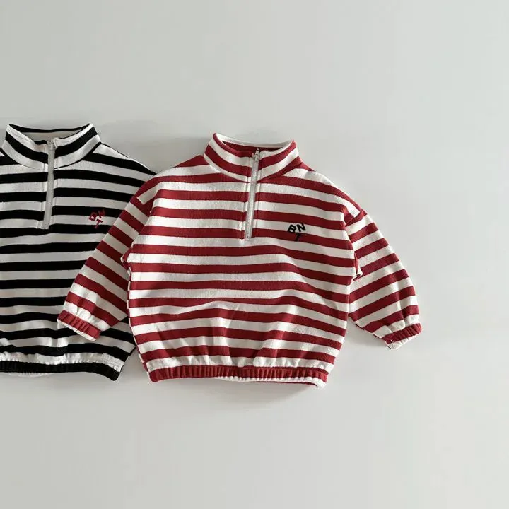 Half-Zip Striped Sweatshirt