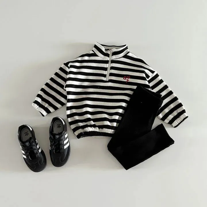 Half-Zip Striped Sweatshirt