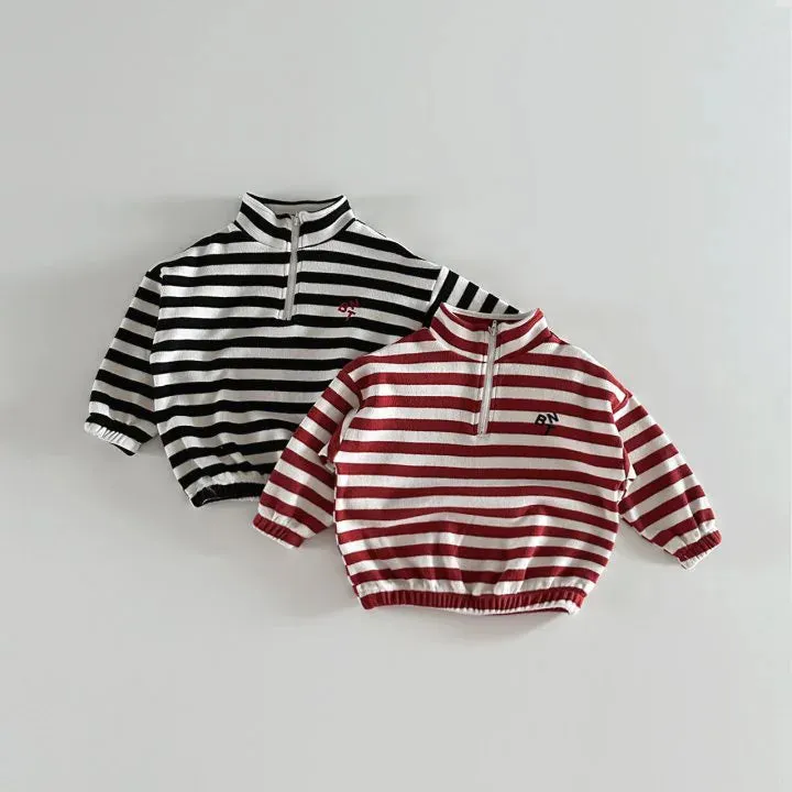 Half-Zip Striped Sweatshirt