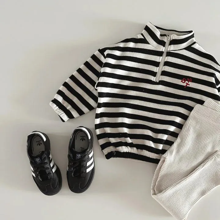 Half-Zip Striped Sweatshirt