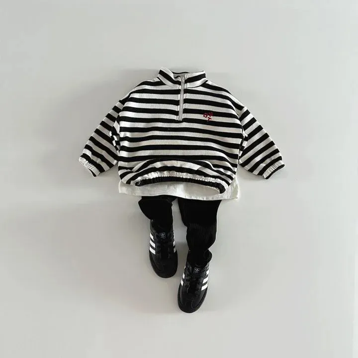 Half-Zip Striped Sweatshirt