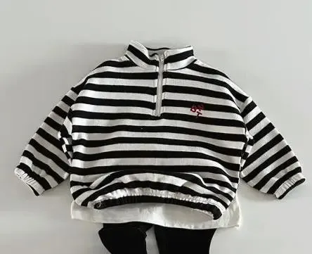 Half-Zip Striped Sweatshirt