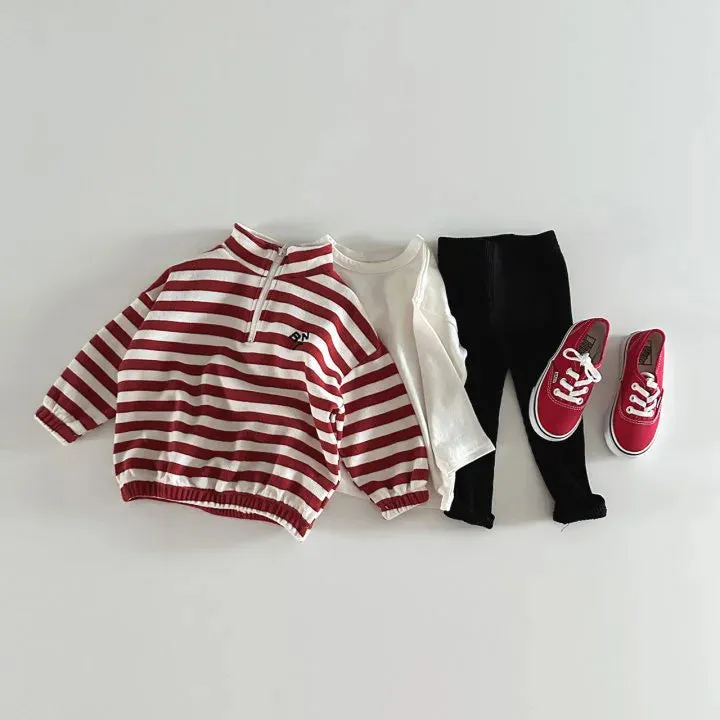 Half-Zip Striped Sweatshirt