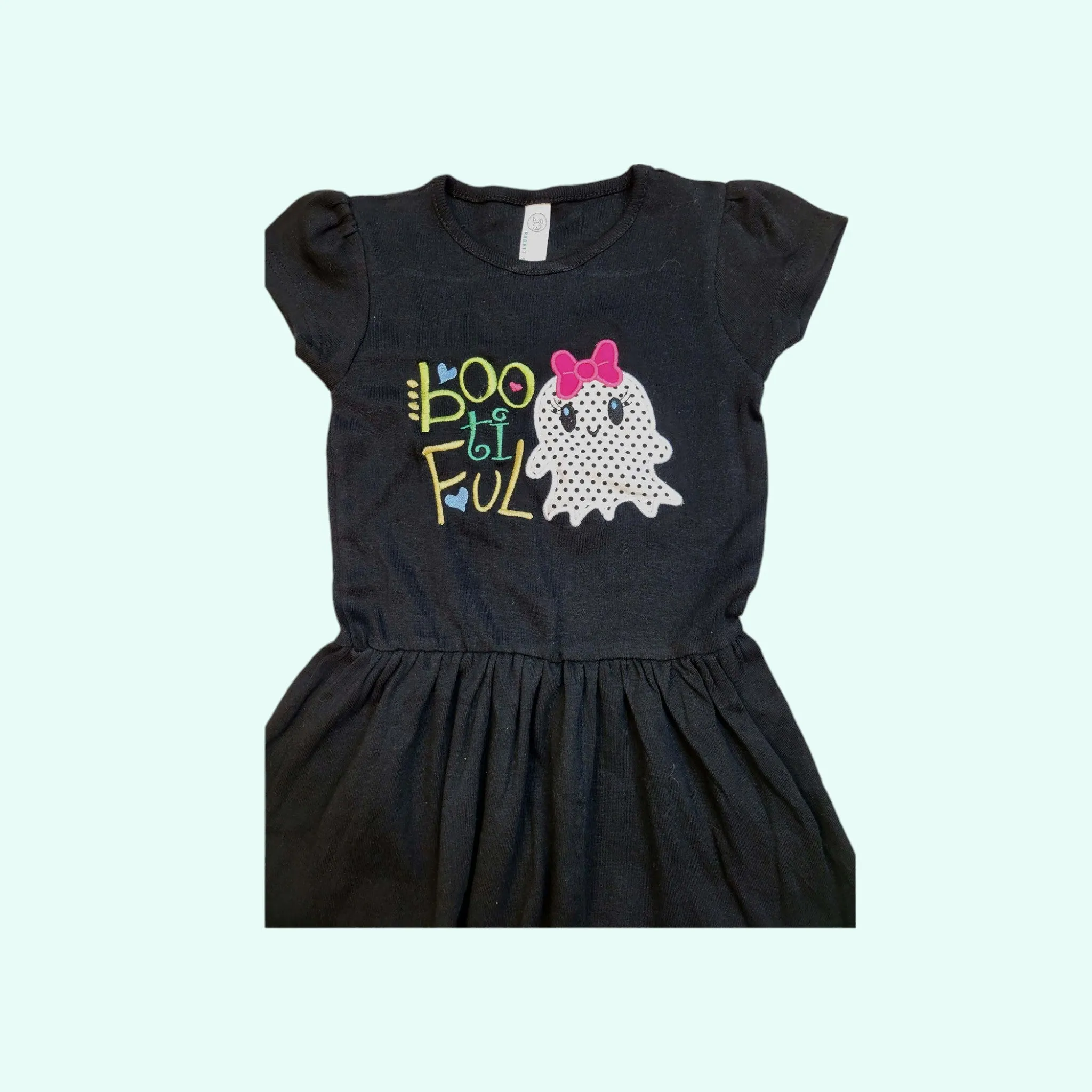 Halloween Dress, Ghost Girls Black Halloween Dress, Long or Short Sleeve Halloween Toddler Dress, Girls  Dress