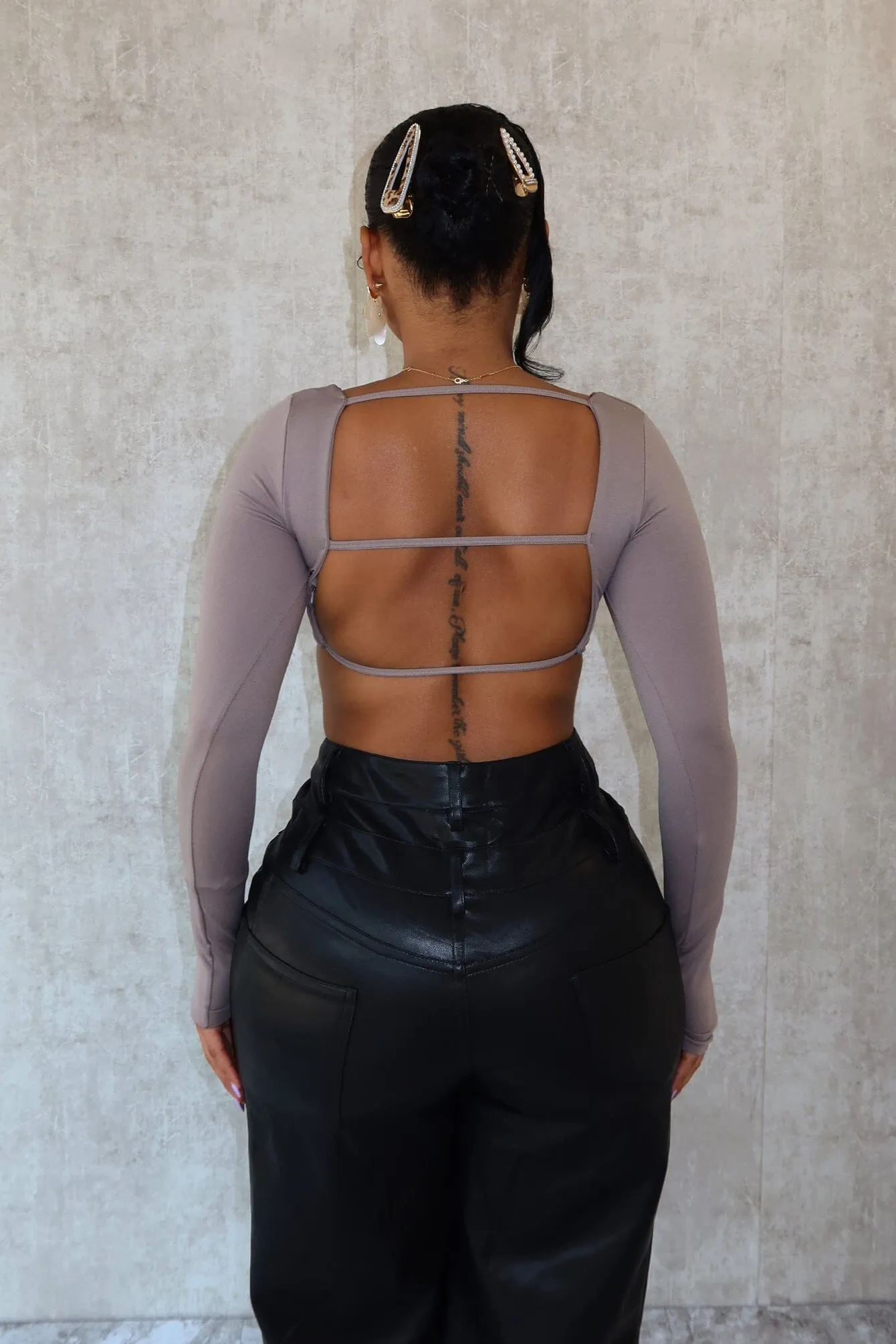 Harriet Back Cut Out Cropped Long Sleeve Top