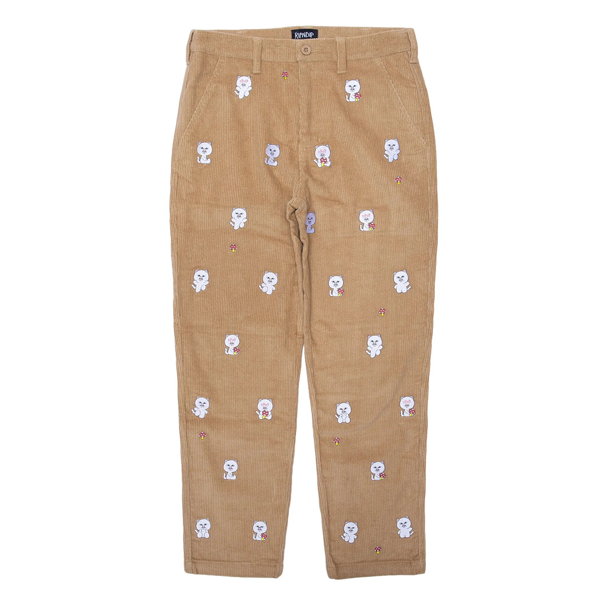 Hello Nermy Corduroy Embroidered Pants (Tan)