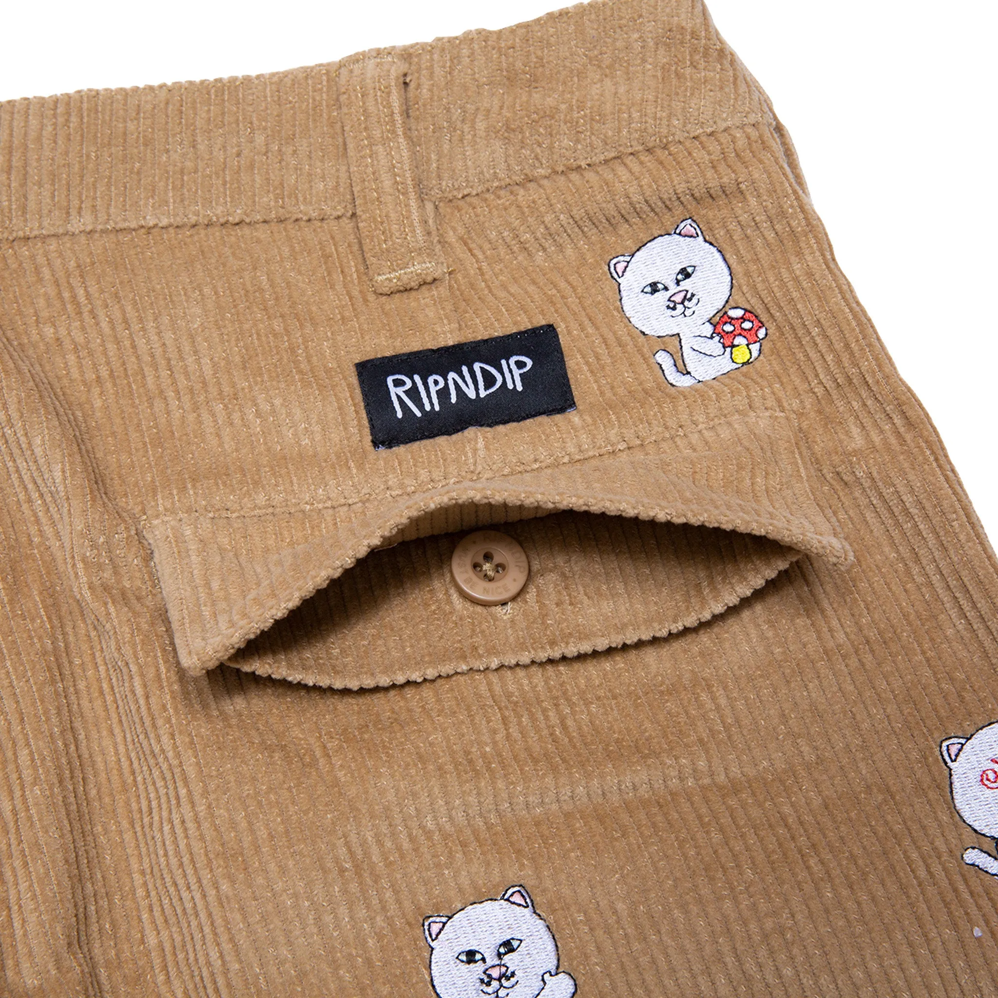 Hello Nermy Corduroy Embroidered Pants (Tan)