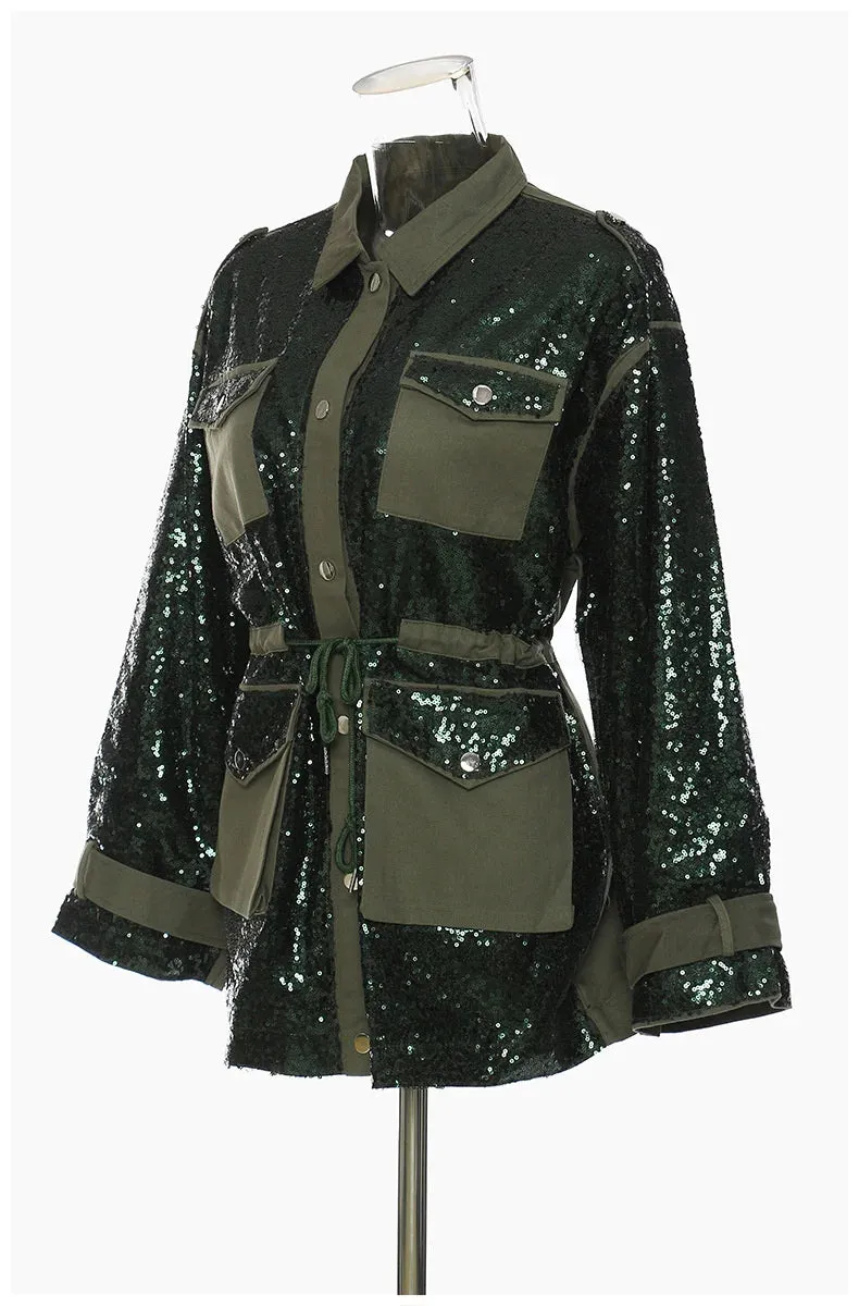 HEYFANCYSTYLE Glimmering Sequins Jacket