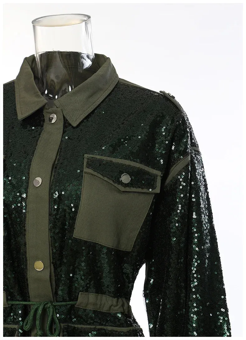 HEYFANCYSTYLE Glimmering Sequins Jacket