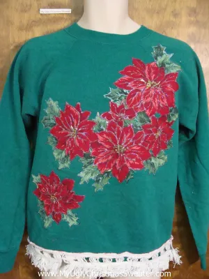 Homemade 80s Poinsettias Funny Novelty Christmas Sweatshirt