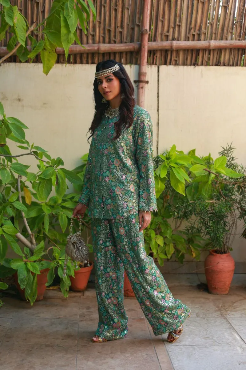 Huma Adnan - Inayat - Sea Green - Chiffon - 2 Piece