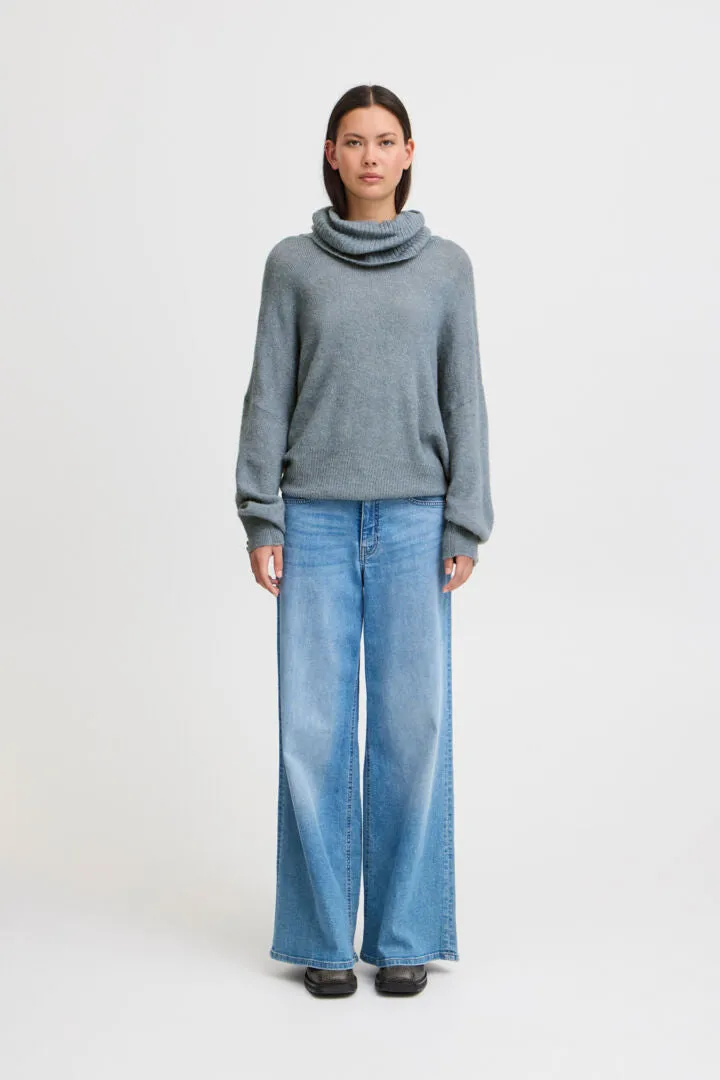 Ichi Kamara Roll Neck Jumper-Blue Mirage-20121996