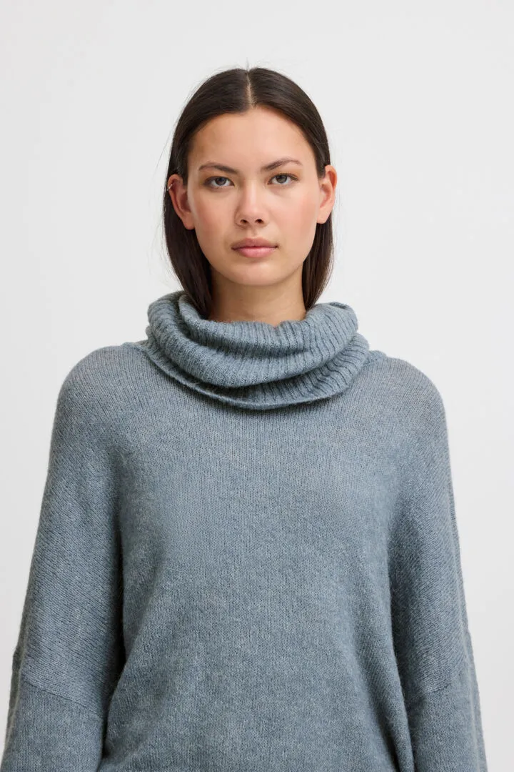 Ichi Kamara Roll Neck Jumper-Blue Mirage-20121996