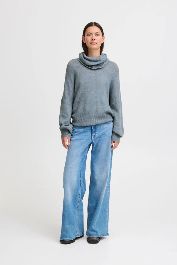 Ichi Kamara Roll Neck Jumper-Blue Mirage-20121996