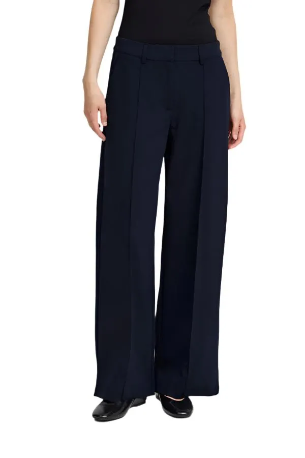 Ichi Womens Kate Sus Office Wide Trousers Total Eclipse