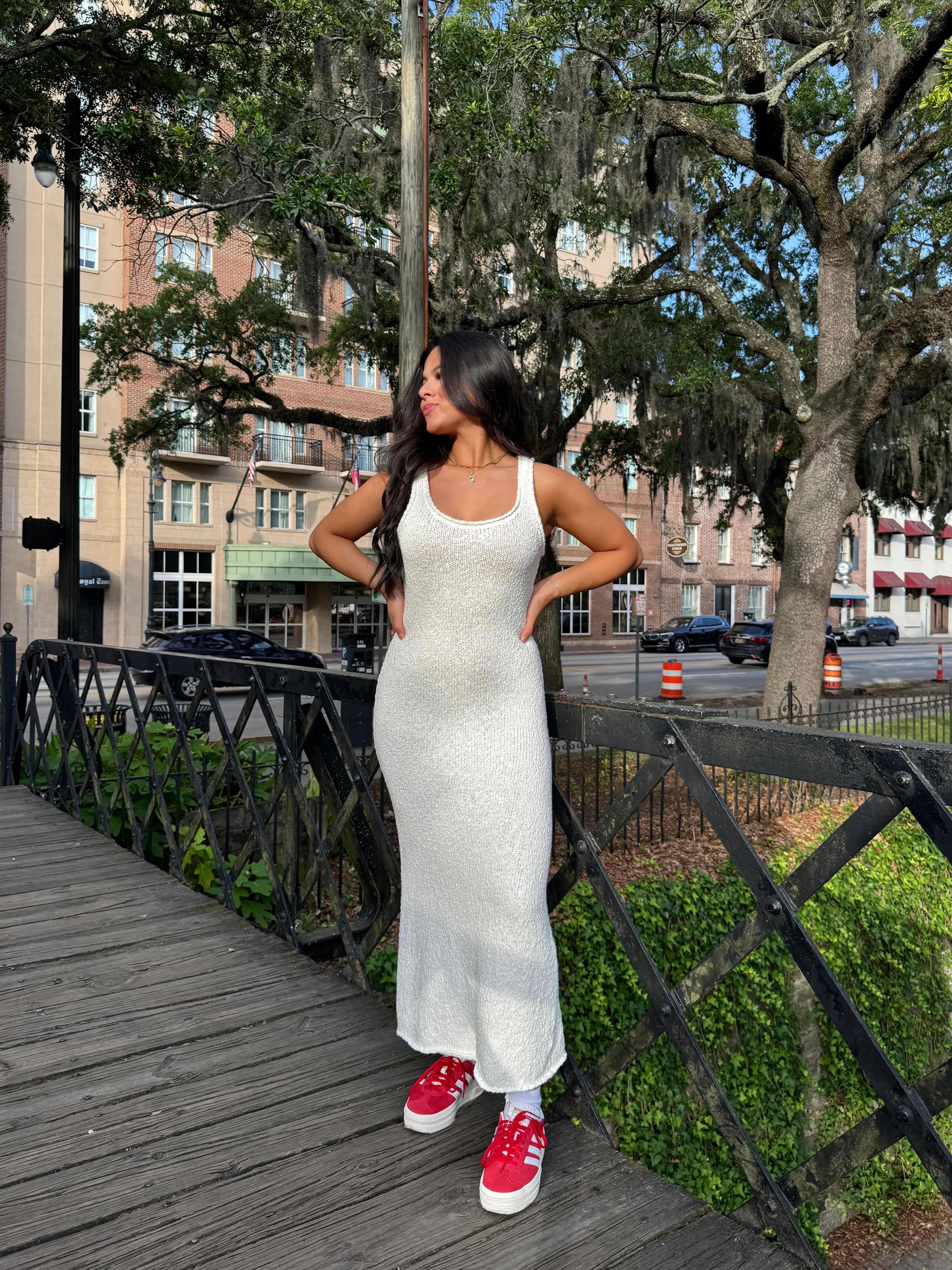 Ivory Knit Midi Dress