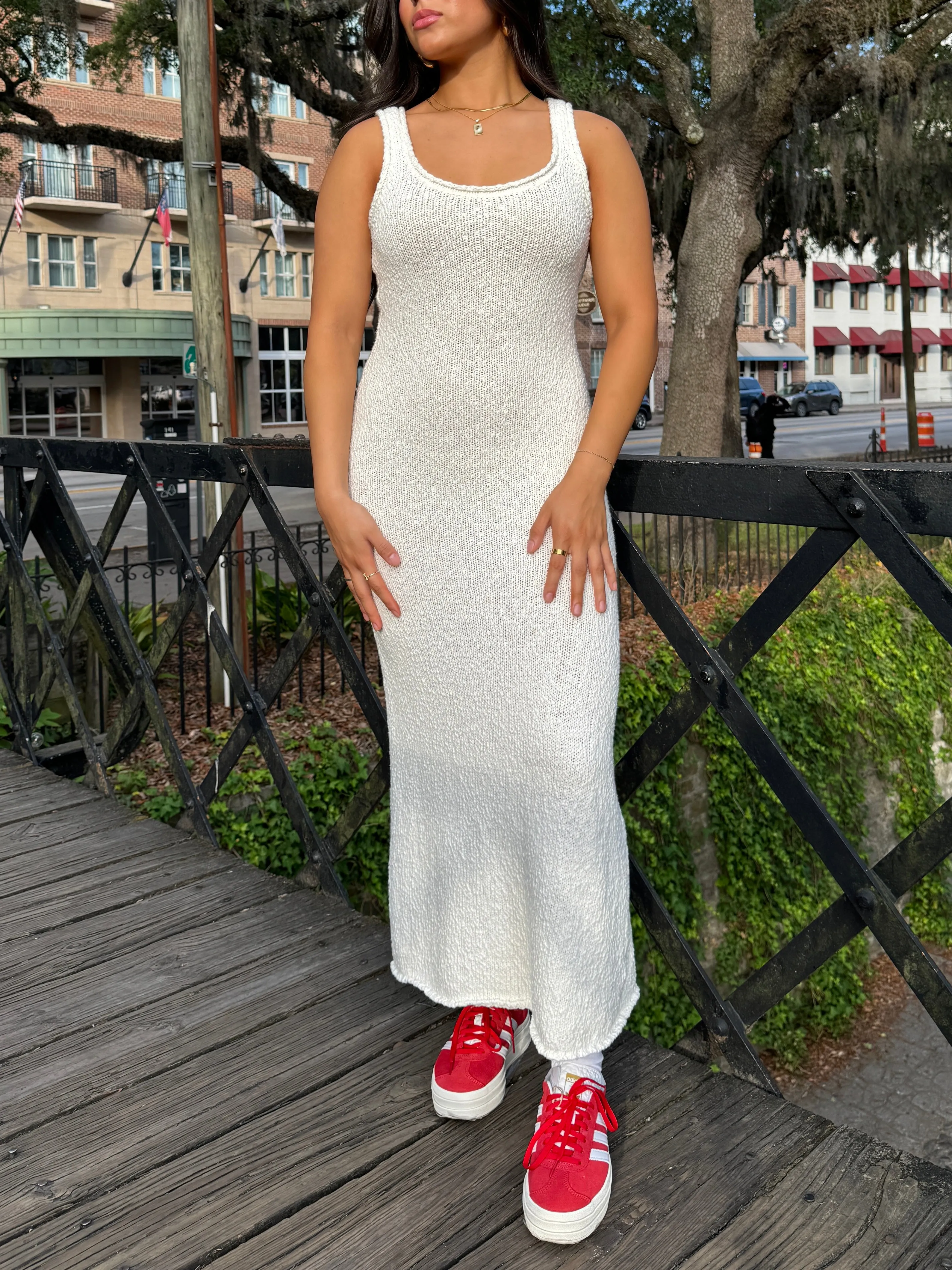 Ivory Knit Midi Dress