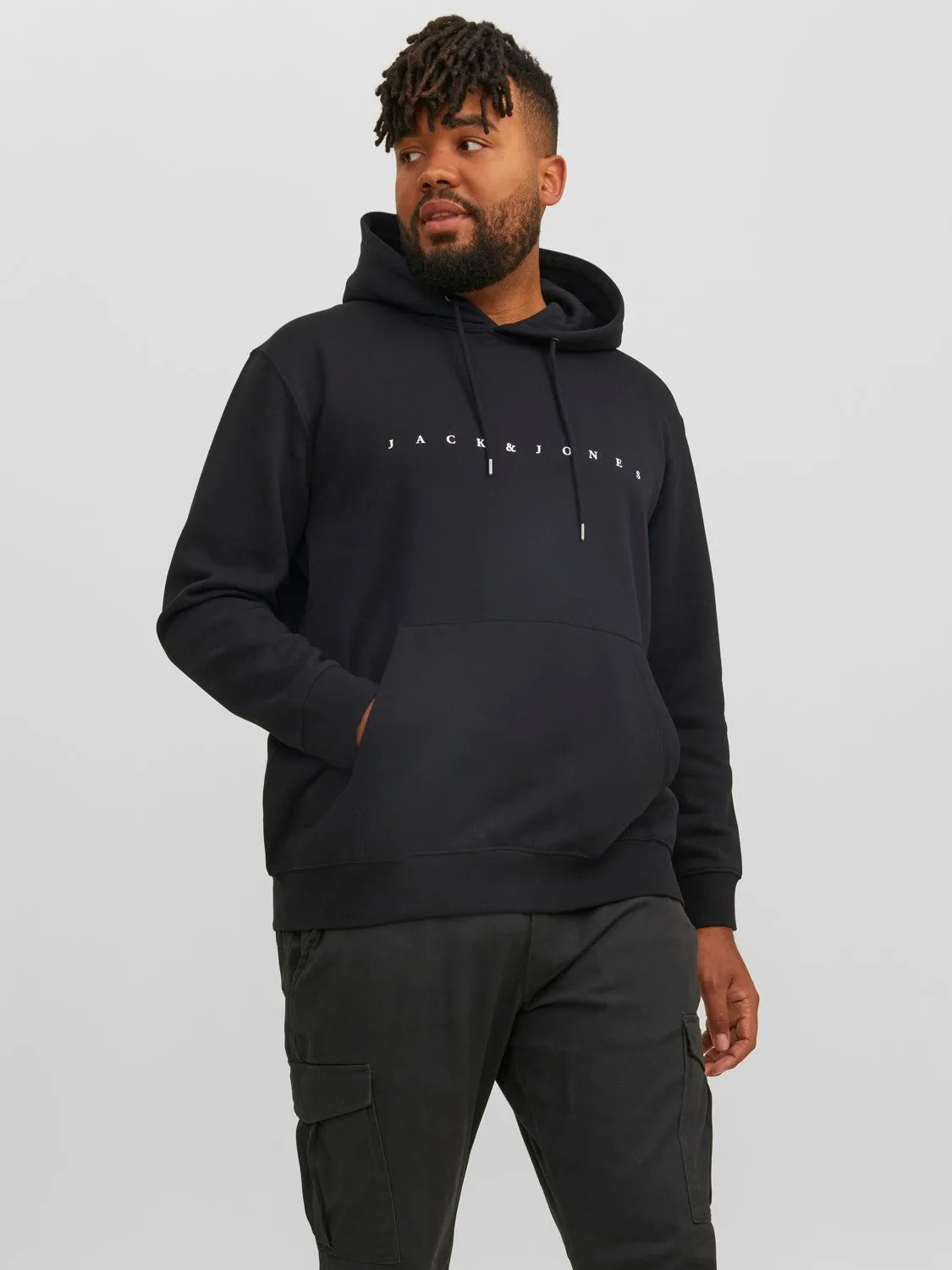 Jack & Jones JJESTAR Sweatshirt Hoody Zwart Plussize