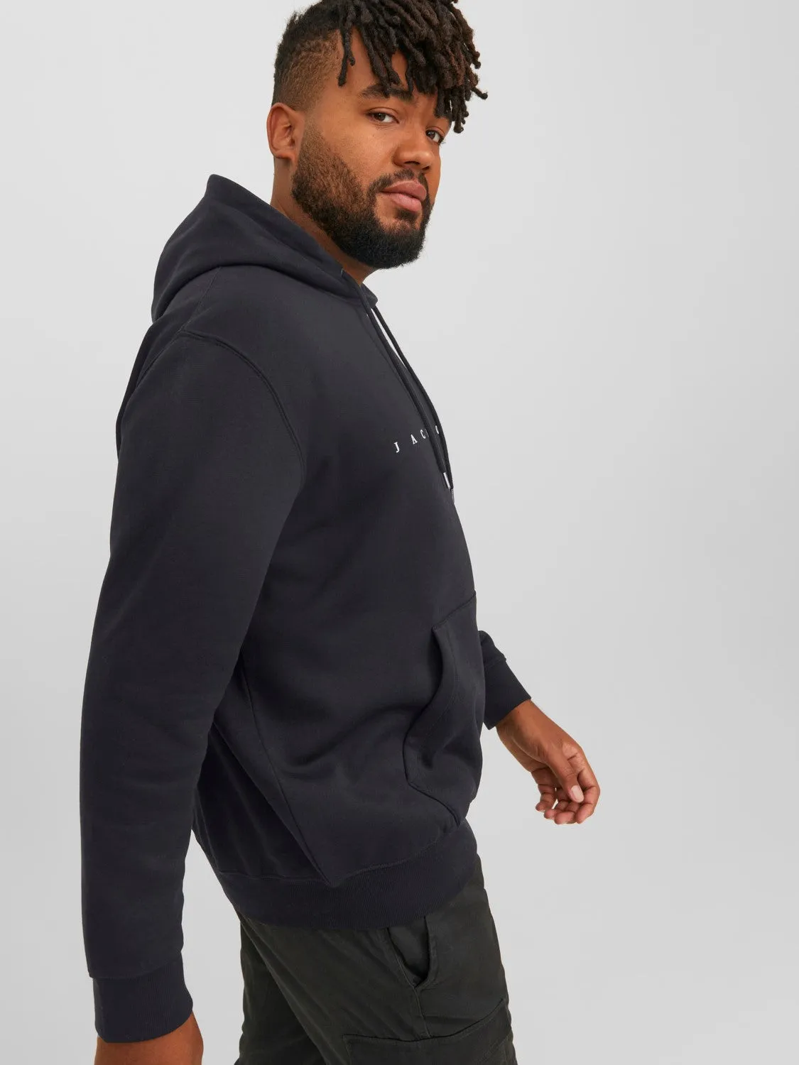 Jack & Jones JJESTAR Sweatshirt Hoody Zwart Plussize