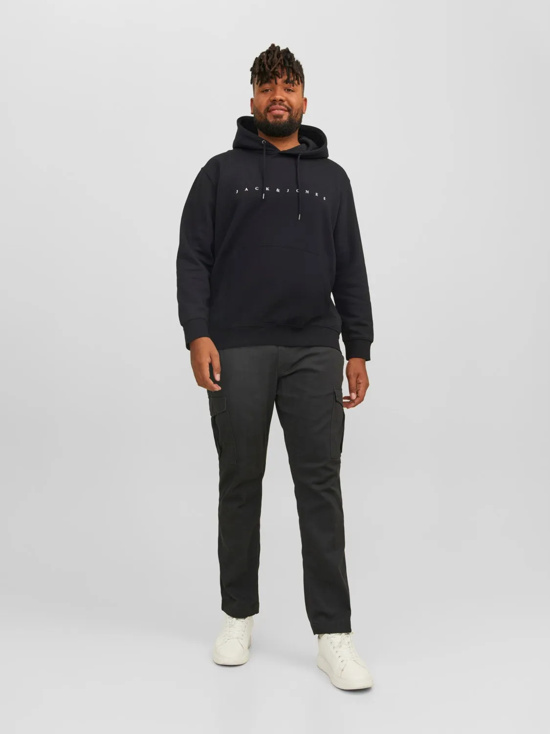 Jack & Jones JJESTAR Sweatshirt Hoody Zwart Plussize